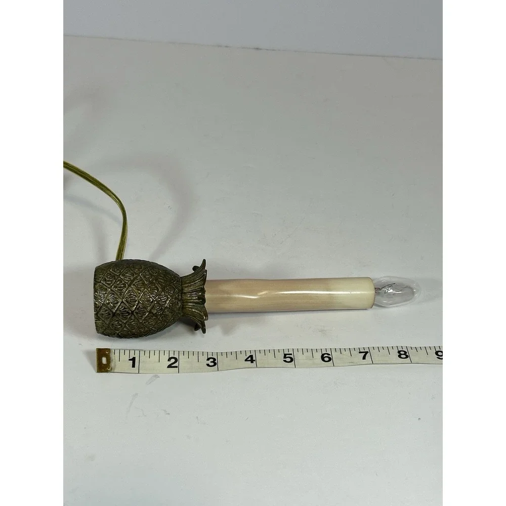 Vintage Brass Pineapple Candlestick‎ Lamp Table Window Night Light Electric 7